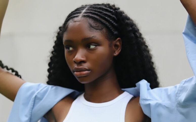 A person with black braids hairstyle